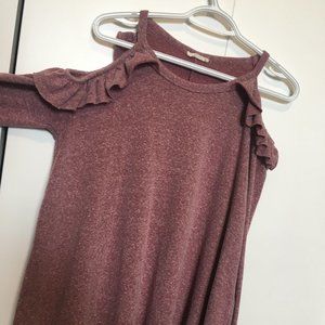 Shoulder Cut Out Frill Sweater